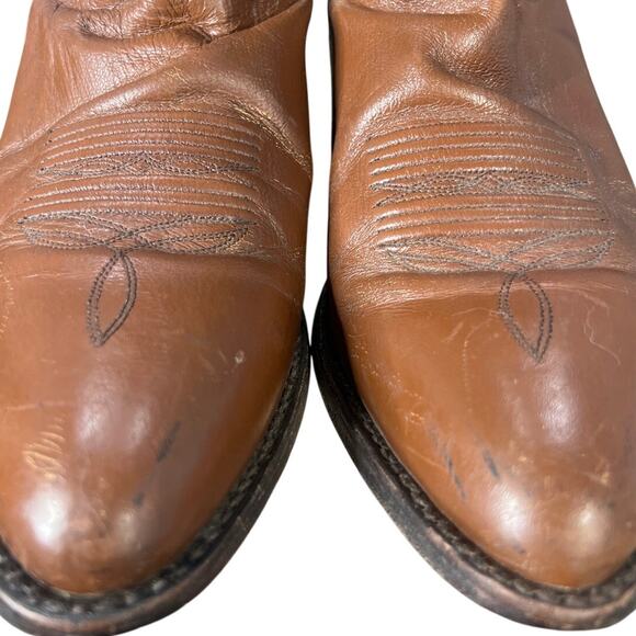 Vintage Dan Post Men’s Brown Leather Western Cowboy Boots Size US 12 D